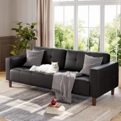 Garvee 3-Seater Sofa Couch, Modern Sofa With Deep Seats And 2 Pillows, Breathable Faux Leather Couch, Stylish Loveseat For Living Room -Garvee GUEST a993d6f5 346e 4f9c a195 780ad135ae1f