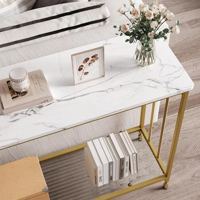 Narrow Console Table With Engineered Wood Shelf And Metal Frame, Small Entryway Sofa Table For Living Room, Foyer, Bedroom, Behind Couch 3 Narrow Console Table With Engineered Wood Shelf And Metal Frame, Small Entryway Sofa Table For Living Room, Foyer, Bedroom, Behind Couch