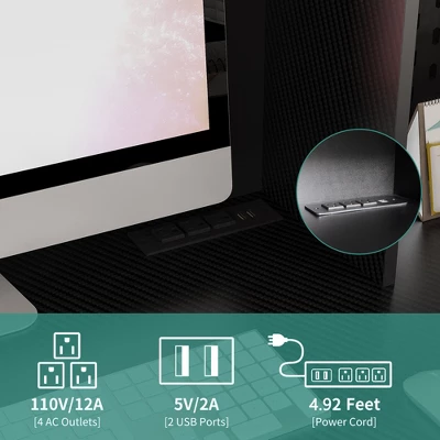 Corner Desk, L Shaped Gaming Computer Desk With Hutch, Drawers, Pegboard And Storage Shelves, With Adjustable Color LED Light And Charger 5 Corner Desk, L Shaped Gaming Computer Desk With Hutch, Drawers, Pegboard And Storage Shelves, With Adjustable Color LED Light And Charger - Image 3