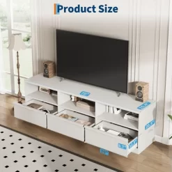 70 Inch TV Stand For 80" TVs, Mid Century Modern Entertainment Center With Storage Drawer & Open Shelves -Garvee GUEST aa746569 27a8 4e0b a20f 9be772a1567a
