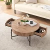 Garvee Farmhouse Round Coffee Table Solid Wood Center Table With Two Drawers, Brown 1 Garvee Farmhouse Round Coffee Table Solid Wood Center Table With Two Drawers, Brown -Garvee GUEST aa8dd389 dc8e 4d76 b238 28a965415ac7