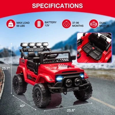 12V Ride-On Truck Car For Kids – Battery Powered Electric Vehicle With Remote Control, Spring Suspension, LED Lights, Bluetooth & 3 Speeds 9 12V Ride-On Truck Car For Kids – Battery Powered Electric Vehicle With Remote Control, Spring Suspension, LED Lights, Bluetooth & 3 Speeds - Image 7
