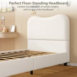 Kids Bed Frame With Upholstered Headboard, Low Profile Sturdy Platform Bed With Soft Boucle Fabric For Girls And Boys, Heavy Duty, Wooden Slats 13 Kids Bed Frame With Upholstered Headboard, Low Profile Sturdy Platform Bed With Soft Boucle Fabric For Girls And Boys, Heavy Duty, Wooden Slats -Garvee GUEST ac602dc7 ff2d 4c00 963a 559d4cfe42ed