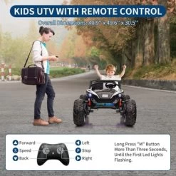 24V 2-Seater Kids UTV - Remote Control, 17" Tires, LED Lights & Music, 2-Speed (Ages 3-8)