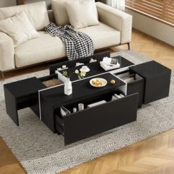 Coffee Table With Hidden Storage - Wide Tabletop, 2 Hidden Storage Space And 2 Large Drawers, Modern Design -Garvee GUEST ac9a54f5 0745 4c11 a2f7 26281664bd55