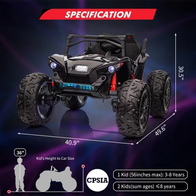 24V 2Seats Ride On UTV With Remote Control, 17" Extra Large EVA Wheels & 20.5“ Wide Seat 4WD Electric Vehicle 7 24V 2Seats Ride On UTV With Remote Control, 17" Extra Large EVA Wheels & 20.5“ Wide Seat 4WD Electric Vehicle - Image 5