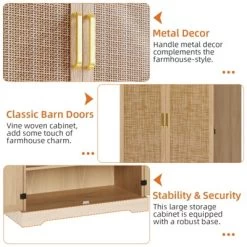 Pantry Cabinet, Kitchen Storage Cabinets With Doors And Shelves, 72" Tall Farmhouse Rattan Pantries With Drawers For Dining Room, Living Room -Garvee GUEST acbf6583 cb45 476e b80d d8e46ecfcd61