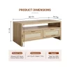 Garvee Rattan Coffee Table With 2 Drawers, Wooden Coffee Table With Open Storage, Oak -Garvee GUEST acf0bece b0a6 43a9 b2ba 45fcd7348b15