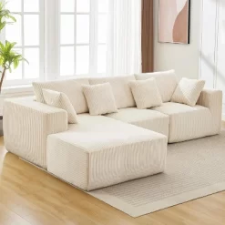 108" Sectional Couch Cloud Modular Modern L-Shaped Sofa With Chaise Lounge, Corduroy Fabric
