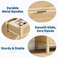 Fluted Drawer Dresser For Bedroom, Mid Century Modern Chest Of Drawers, Wooden Fluted Dresser Chest With Clothes Storage Cabinet, Oak & White 24 Fluted Drawer Dresser For Bedroom, Mid Century Modern Chest Of Drawers, Wooden Fluted Dresser Chest With Clothes Storage Cabinet, Oak & White -Garvee GUEST ad21520d 7a6d 4668 a55c 5a47a77f22a4