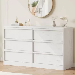 Garvee Modern Double Dresser Organizer With 6 Drawers Large Storage, Wooden Chest Of Drawers For Living Room, Bedroom, Nursery, Hallway -Garvee GUEST ad23d4dd 7de3 40f8 a480 56fbf078c9e4