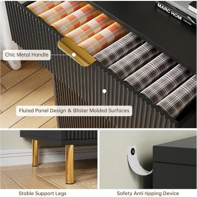 Dresser, Modern 6 Drawer Dresser For Bedroom With Gold Handle And Large Drawer, Wood Double Chest Of Drawers And Storage Organizer For Living Room 7 Dresser, Modern 6 Drawer Dresser For Bedroom With Gold Handle And Large Drawer, Wood Double Chest Of Drawers And Storage Organizer For Living Room - Image 5