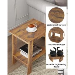 End Table, Minimalist Wooden Side Table, Night Stand With 2-Tier Storage Shelf -Garvee GUEST ad3c88eb 0597 4852 8341 83296fda6eb1