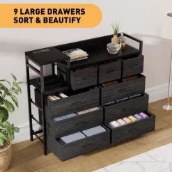 Dresser TV Stand With Power Outlet, Bedroom Dresser With 9 Drawers, Chest Of Drawers, Steel Frame Storage Closet For Living Room Hallway 17 Dresser TV Stand With Power Outlet, Bedroom Dresser With 9 Drawers, Chest Of Drawers, Steel Frame Storage Closet For Living Room Hallway -Garvee GUEST ad7c010b 5ea8 4e1c 9cd1 eeeb18ec8ece