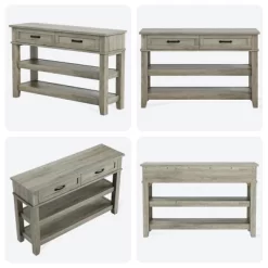 Garvee 3 Tier Entryway Console Wooden Table Sofa Table With 2 Storage Drawers, Farmhouse Wooden Hallway Tables For Entryway, Living Room, Grey -Garvee GUEST add9540e 9b5a 49c6 bbc7 5800ef4e7b7a