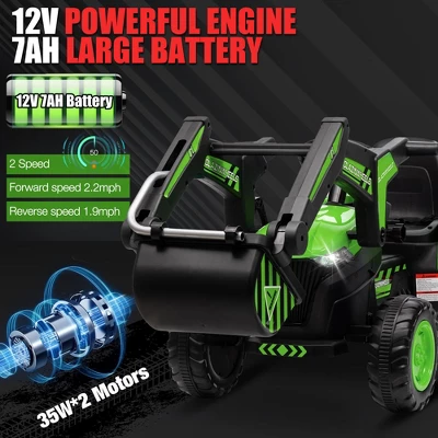 3-in-1 Ride-On Kids Excavator With Remote Control, 12V Electric Car Toy With LED Lights, Bluetooth Music, Digger And Trailer 7 3-in-1 Ride-On Kids Excavator With Remote Control, 12V Electric Car Toy With LED Lights, Bluetooth Music, Digger And Trailer - Image 5