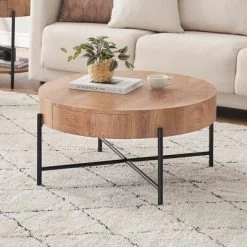 Garvee Coffee Table With Drawers Round Center Table Wood Look Circle Coffee Table Farmhouse Cocktail Table Metal Frame Living Room 10 Garvee Coffee Table With Drawers Round Center Table Wood Look Circle Coffee Table Farmhouse Cocktail Table Metal Frame Living Room -Garvee GUEST ae02be40 38ea 4fd7 80c8 7708c7b2a90a