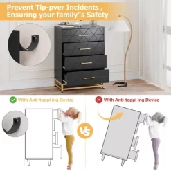 Dresser For Bedroom With 4 Drawer, Modern Dressers Chest Of Drawers, With Wide Drawers And Metal Handles, Wood Dressers, Black 14 Dresser For Bedroom With 4 Drawer, Modern Dressers Chest Of Drawers, With Wide Drawers And Metal Handles, Wood Dressers, Black -Garvee GUEST af84f599 53c6 4946 9dd2 3e4a938558d6