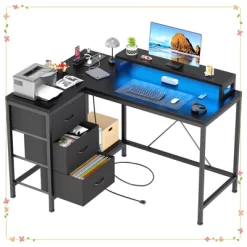L-Shaped Computer Desk With 4 Power Outlets, 2 USB Ports, 7-Color LED Lights 19 L-Shaped Computer Desk With 4 Power Outlets, 2 USB Ports, 7-Color LED Lights -Garvee GUEST afaef19a 5de4 46c0 8899 9f6e61de3296