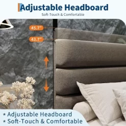 Full/ Queen/ King Bed Frame With Adjustable Headboard, Fabric Upholstered And Wooden Slats Support, Heavy Duty Mattress Foundation 19 Full/ Queen/ King Bed Frame With Adjustable Headboard, Fabric Upholstered And Wooden Slats Support, Heavy Duty Mattress Foundation -Garvee GUEST b012d21e 1719 405c a0e5 35000bc93dbe