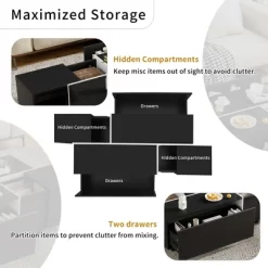 Coffee Table With Hidden Storage - Wide Tabletop, 2 Hidden Storage Space And 2 Large Drawers, Modern Design -Garvee GUEST b08686d5 a91f 4ab4 a27a dc946e031a0b