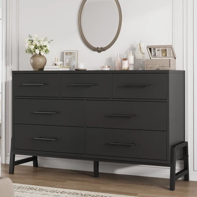 Garvee 7 Dresser For Bedroom, Freestanding 52" Wide Drawer Dresser With Storage, Wooden Closet Storage Chest For Living Room, Bedroom 11 Garvee 7 Dresser For Bedroom, Freestanding 52" Wide Drawer Dresser With Storage, Wooden Closet Storage Chest For Living Room, Bedroom - Image 9