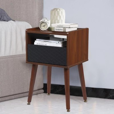 Nightstand With Storage – Mid Century Modern Bedroom Side Table Built-in Charging Station With 2 USB Ports & 2 Power Outlets 10 Nightstand With Storage – Mid Century Modern Bedroom Side Table Built-in Charging Station With 2 USB Ports & 2 Power Outlets - Image 8