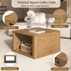 30.8" Modern Square Coffee Table, 2 Tier Center Table With Open Storage, Accent Coffee Table Nightstand For Living Room Bedroom Office -Garvee GUEST b1ed5bba 0c92 4ab7 9c8f d2fcd649f066