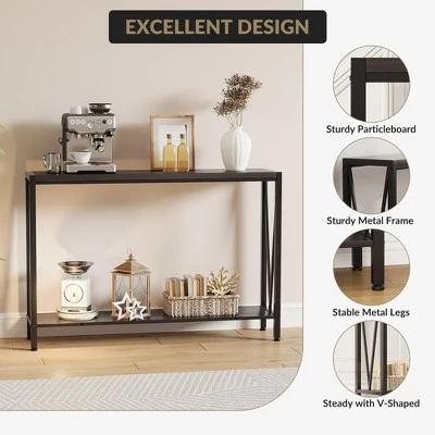 2-Tier Industrial Long Entryway Table With Metal Frame 6 2-Tier Industrial Long Entryway Table With Metal Frame - Image 4