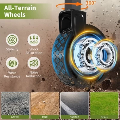 Foldable Utility Wagon With All-Terrain Wheels - 380lb Capacity, Adjustable Handle & Drink Holders For Beach, Picnics, Tailgating 5 Foldable Utility Wagon With All-Terrain Wheels - 380lb Capacity, Adjustable Handle & Drink Holders For Beach, Picnics, Tailgating - Image 3