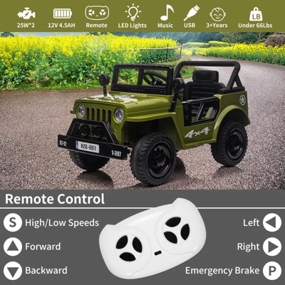 Electric Ride On Car With RC, 12V Kids Ride On Car With Led Lights, Music, Safety Belt, Double Doors, For Kids 4 Electric Ride On Car With RC, 12V Kids Ride On Car With Led Lights, Music, Safety Belt, Double Doors, For Kids - Image 2