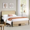 Full/Queen Size Boho Bed Frame With Rattan Headboard & Wood Footboard, Under Bed Storage, No Box Spring Needed, Noise-Free Design -Garvee GUEST b2c7e850 346a 405d 90a0 22391548d357