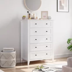 5 Drawers Dresser For Bedroom, Farmhouse Wood Dressers & Chest Of Drawers For Clothes, Storage Dressers Organizer For Living Room, Hallway -Garvee GUEST b3123ee2 226f 4548 8590 6f4d843f0cce
