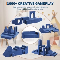 Kids Couch For Building Fort Toy,22pcs DIY Toddler Sofa,Velvet Toddler Futon Sofa Bed For Playroom, Bedroom,Grey -Garvee GUEST b3328670 2690 4679 b6aa af53f994e4bb
