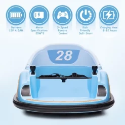Kids Ride On Bumper Car, 12V Battery Powered Bumper Car With Remote Control, Electric Bumping Toy With 360 Degree Spin, Music, LED