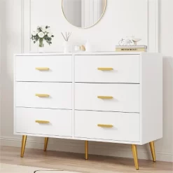 Modern Dresser With 6 Deep Drawers Wooden Chest Of Drawers For Bedroom -Garvee GUEST b3b6497f cca8 438f 9bd5 ea288d5570a7