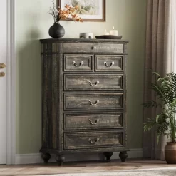 Farmhouse Tall Dresser For Bedroom With 7 Drawers, 50" Tall Large Wood Chest Of Drawers 19 Farmhouse Tall Dresser For Bedroom With 7 Drawers, 50" Tall Large Wood Chest Of Drawers -Garvee GUEST b3b8e3e3 ccdb 47cb ae2b a47a2d1806e4