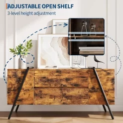 TV Stand For 65 Inch TV, Entertainment Center With Adjustable Shelf, 2 Drawers, TV Console Table, Media Console, U-Shaped Metal Legs -Garvee GUEST b3cba8da 5dd4 42d5 be14 0833a1c2a52f