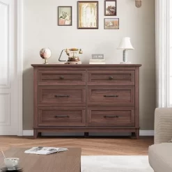 6 Dresser For Bedroom, 47 In Wide Drawer Dresser With Storage Freestanding, Wooden Closet Dresser Storage Chest For Bedroom, Brown -Garvee GUEST b4f74de4 4907 4607 ac02 4386f44cebc8