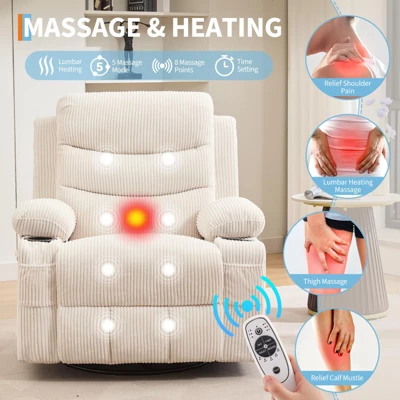 Recliner Chair Nursery, Manual Reclining Rocking Chair, 360 Swivel Glider With Cup Holder, Massage And Heat Recliner, Indoor Single Sofa Chairs 6 Recliner Chair Nursery, Manual Reclining Rocking Chair, 360 Swivel Glider With Cup Holder, Massage And Heat Recliner, Indoor Single Sofa Chairs - Image 4