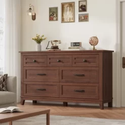 7 Dresser For Bedroom, 54" Wide Drawer Dresser With Storage Freestanding, Wooden Closet Storage Chest For Living Room, Bedroom, Office -Garvee GUEST b567c492 0a98 4ae5 9847 a5373bca42f1