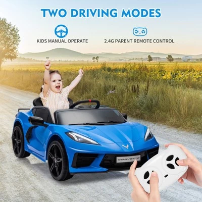 Ride On Sports Car, 12V Battery Powered Car For Kids, Licensed Corvette Kids Electric Car Toy, With RC, Visual Dashboard, Music 5 Ride On Sports Car, 12V Battery Powered Car For Kids, Licensed Corvette Kids Electric Car Toy, With RC, Visual Dashboard, Music - Image 3