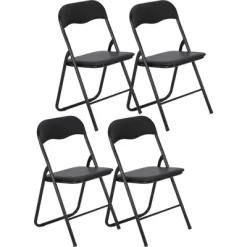 4 Pcs Folding Chairs, Portable Metal Foldable Chairs With Cushion For Outdoor & Indoor, With Non-Slip Feet Pads Stackable Chairs, White -Garvee GUEST b5b3b053 baf0 4d70 a6bd 486c56405c98
