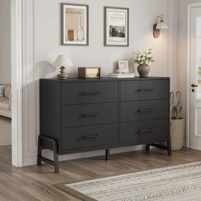 Garvee 6 Dresser For Bedroom, 52" Wide Drawer With Large Storage Space, Freestanding Wooden Closet Storage Dresser Chest For Bedroom 5 Garvee 6 Dresser For Bedroom, 52" Wide Drawer With Large Storage Space, Freestanding Wooden Closet Storage Dresser Chest For Bedroom - Image 3