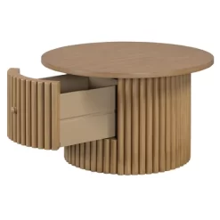 Round Coffee Table With Storage, 30.5" Wooden Center Table With Drawer, Accent Cocktail End Table For Living Room Bedroom Office -Garvee GUEST b680cbe5 eb56 4f67 8f6b aefc62cf4d65