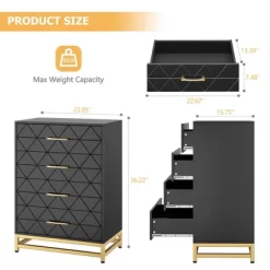Dresser For Bedroom With 4 Drawer, Modern Dressers Chest Of Drawers, With Wide Drawers And Metal Handles, Wood Dressers, Black 11 Dresser For Bedroom With 4 Drawer, Modern Dressers Chest Of Drawers, With Wide Drawers And Metal Handles, Wood Dressers, Black -Garvee GUEST b6879c33 d4fe 47a4 95a7 c1cc6189f114