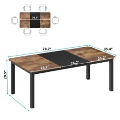 Industrial Dining Table For 6~8 People, 78.7" Long Kitchen Table,Wood Dining Table, Kitchen & Dining Room Table, Rectangle Dining Room Table For 6 -Garvee GUEST b6a4bf3c bb98 42f0 ab52 73d82a0aa1d7