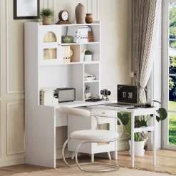 L Shaped Computer Desk With Hutch, Office Desk With 90 Degree Rotating Desktop, Corner Gaming Desk With Storage, Writing Table For Home Office 19 L Shaped Computer Desk With Hutch, Office Desk With 90 Degree Rotating Desktop, Corner Gaming Desk With Storage, Writing Table For Home Office -Garvee GUEST b6b4f619 dbdf 4ee7 aaa4 9af9af651932