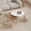 Lift Top Coffee Table With 3 Ottoman, Modern Round Center Table With Hidden Storage, Wood Cocktail Table For Living Room Bedroom Office -Garvee GUEST b6db7306 c2a1 4eb8 81ce 145e3304818e