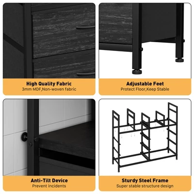 Dresser TV Stand With Power Outlet, Bedroom Dresser With 9 Drawers, Chest Of Drawers, Steel Frame Storage Closet For Living Room Hallway 9 Dresser TV Stand With Power Outlet, Bedroom Dresser With 9 Drawers, Chest Of Drawers, Steel Frame Storage Closet For Living Room Hallway - Image 7